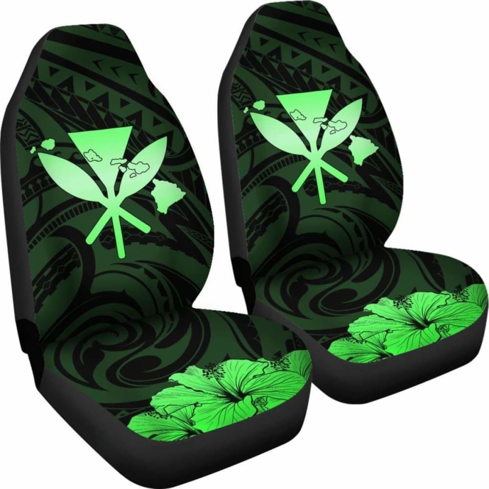 Hawaiian Kanaka Car Seat Covers Hibiscus Polynesian Love Green