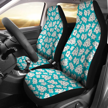 White Hibiscus Pattern Blue Background Best Gift Car Lovers Car Seat Covers