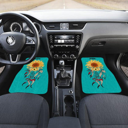 Beautiful Sunflowers Dream Catcher Turquoise Printed Car Floor Mats