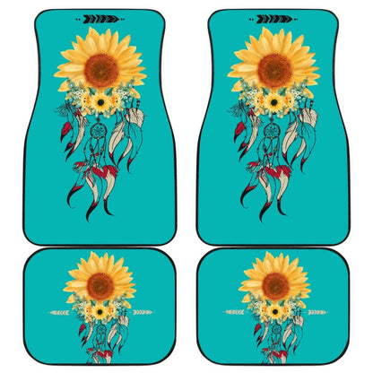Beautiful Sunflowers Dream Catcher Turquoise Printed Car Floor Mats
