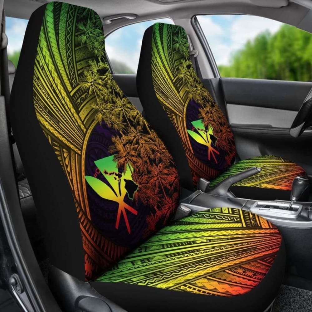 Kanaka Maoli Car Seat Covers Reggae Polynesian With Coconut Tree