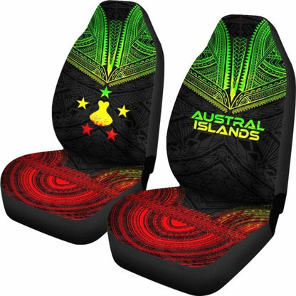 Austral Islands Car Seat Cover - Austral Islands Flag Polynesian Chief Tattoo Reggae Version -