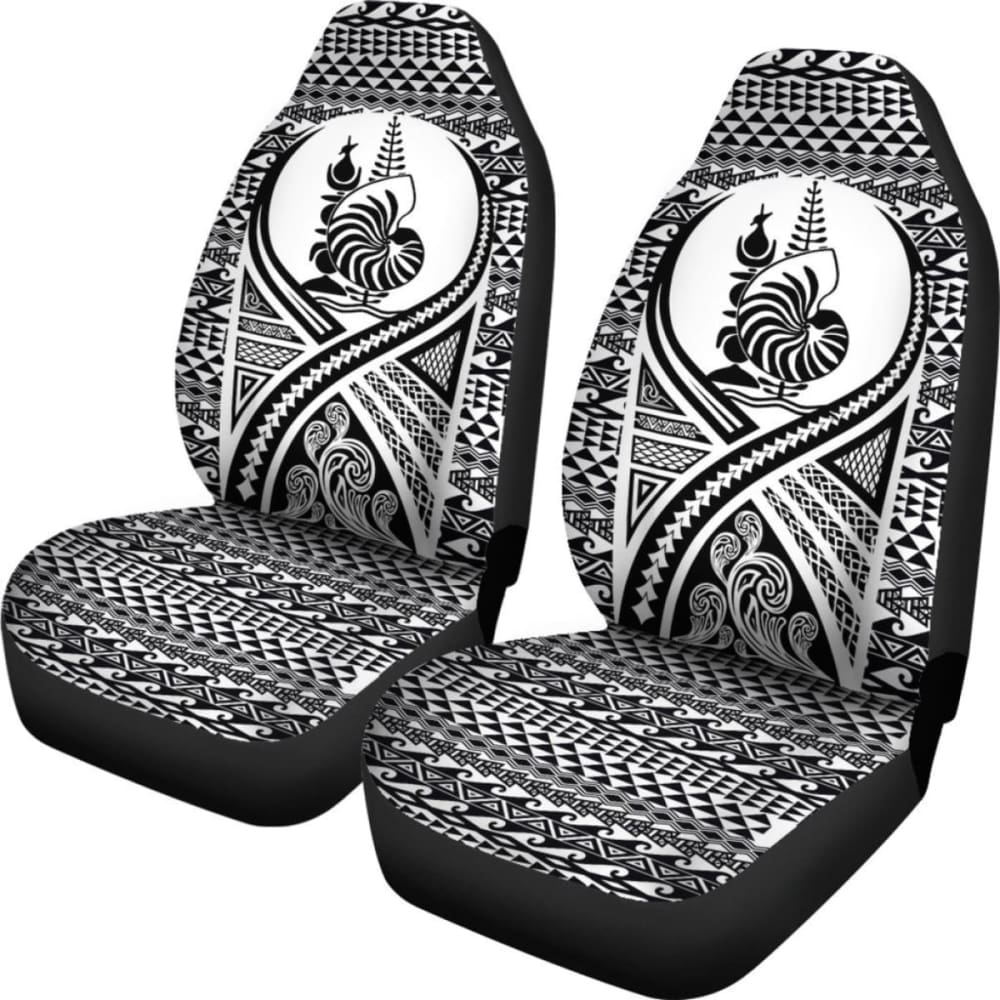 New Caledonia Car Seat Cover - New Caledonia Coat Of Arms Polynesian Tattoo Black -