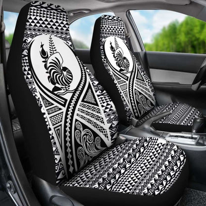 New Caledonia Car Seat Cover - New Caledonia Coat Of Arms Polynesian Tattoo Black -