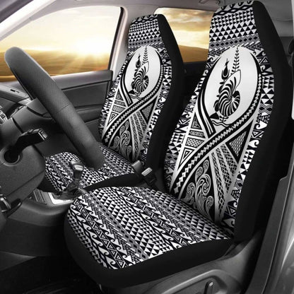 New Caledonia Car Seat Cover - New Caledonia Coat Of Arms Polynesian Tattoo Black -