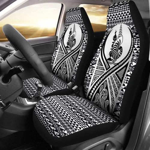 New Caledonia Car Seat Cover - New Caledonia Coat Of Arms Polynesian Tattoo Black -