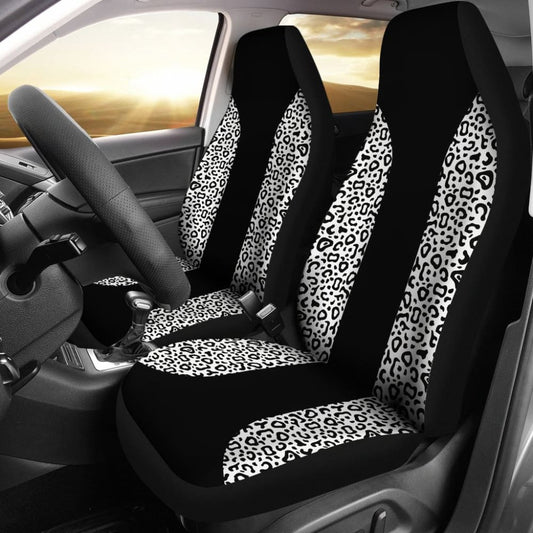 Black And White Leopard Skin Print Car Seat Covers