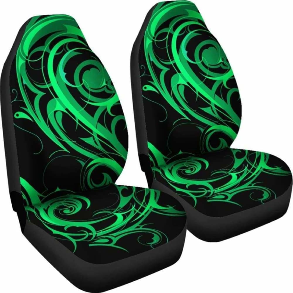 Black & Neon Green Tribal Swirls Car Seat Covers