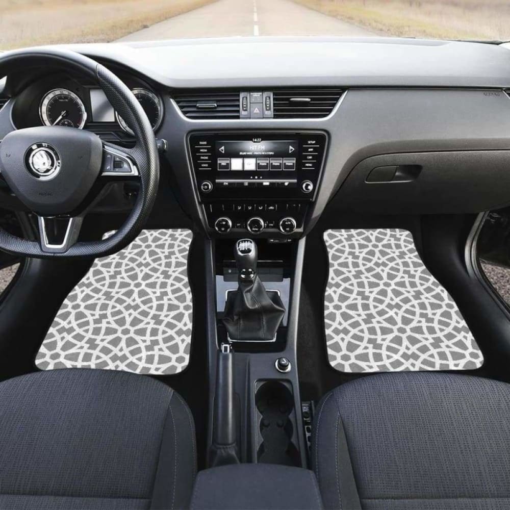 Arabic Gray Pattern Front And Back Car Mats