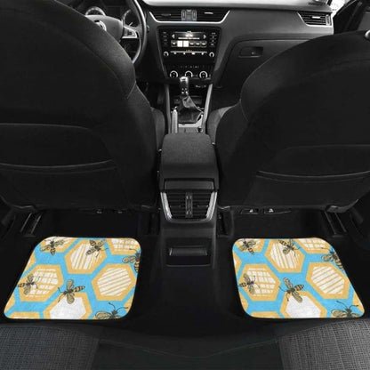 Bee Honeycomb Pattern Front And Back Car Mats