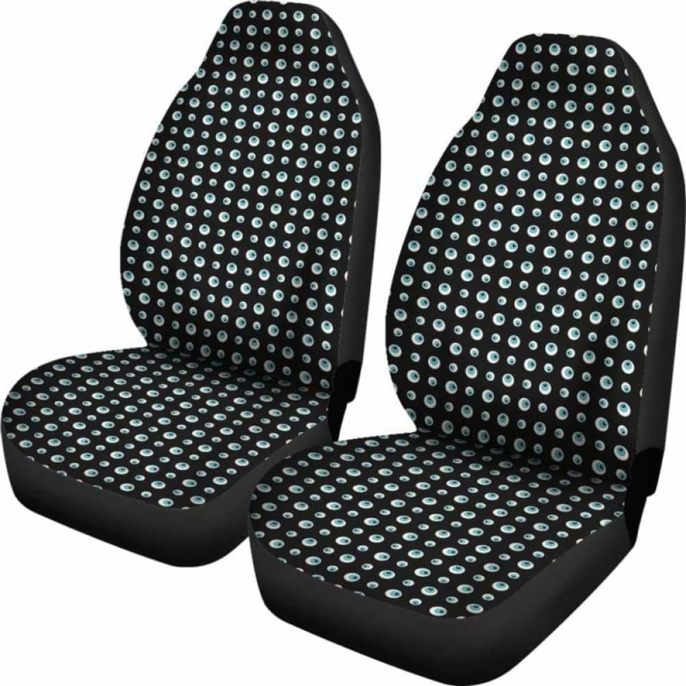Black With Blue Eyeballs Pattern Car Seat Covers