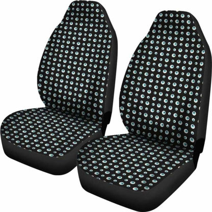 Black With Blue Eyeballs Pattern Car Seat Covers