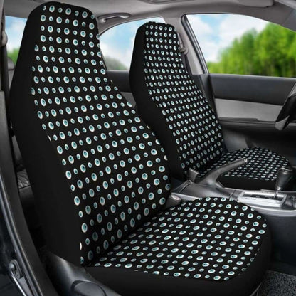 Black With Blue Eyeballs Pattern Car Seat Covers