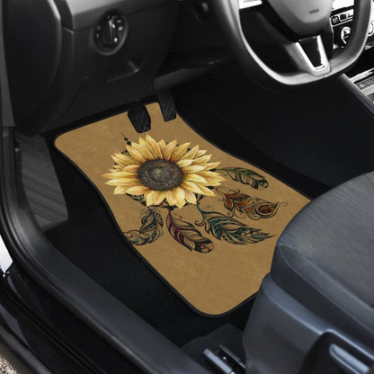 Sunflower Printed Pattern Integrated Native American Dreamcatcher Car Floor Mats