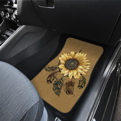 Sunflower Printed Pattern Integrated Native American Dreamcatcher Car Floor Mats