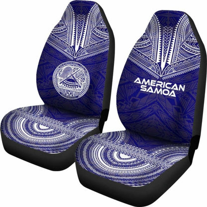 American Samoa Car Seat Cover - American Samoa Seal Polynesian Chief Tattoo Red Version Blue -