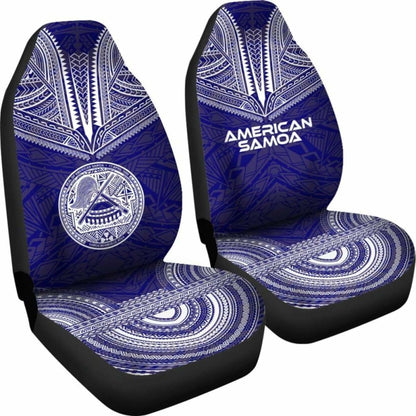American Samoa Car Seat Cover - American Samoa Seal Polynesian Chief Tattoo Red Version Blue -