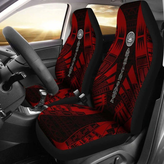 American Samoa Car Seat Covers - American Samoa Seal Polynesian Tattoo Red -