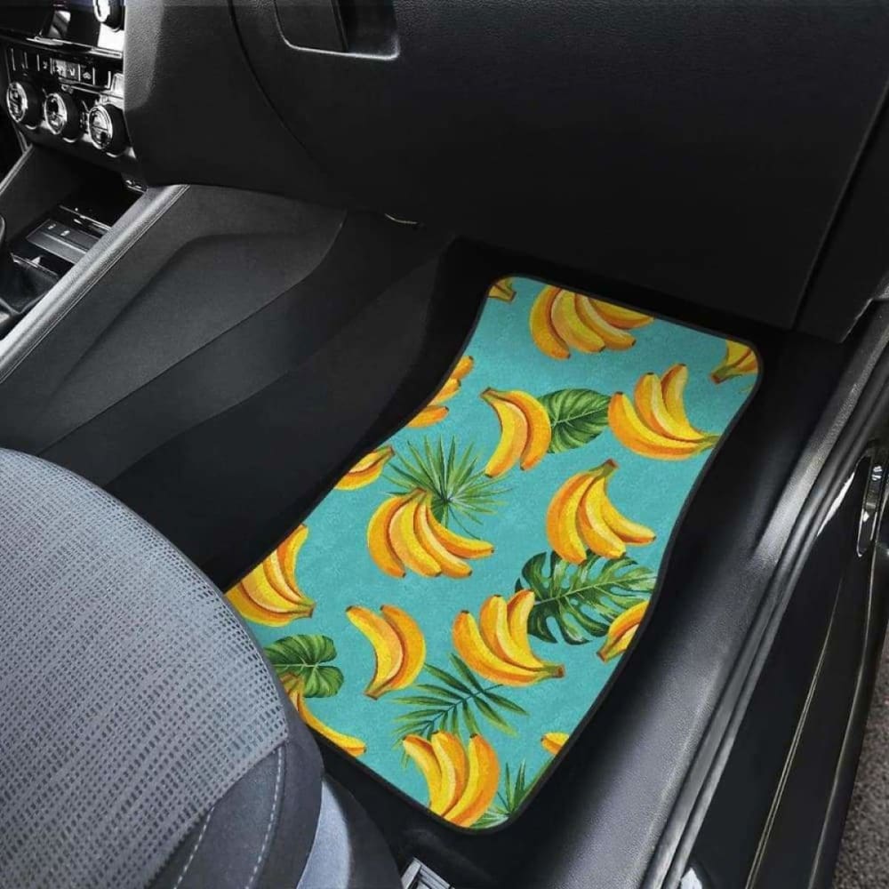 Banana Palm Leaves Pattern Background Front And Back Car Mats