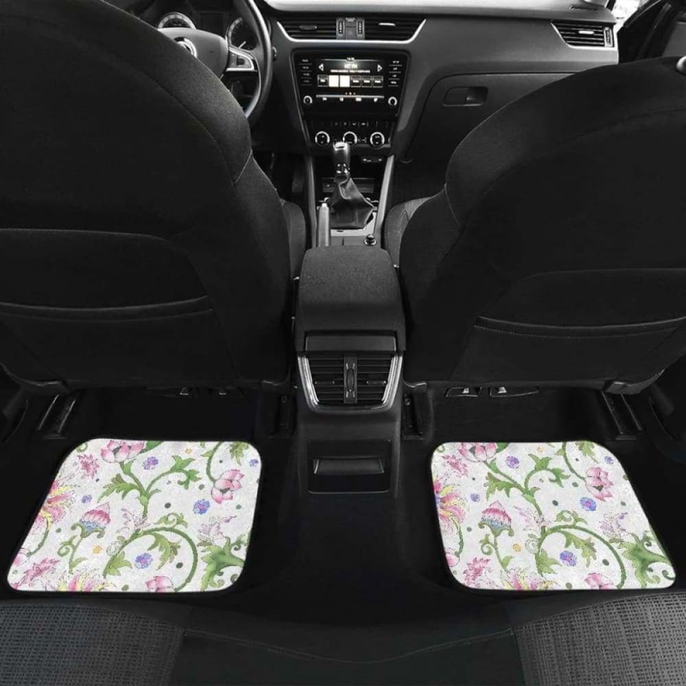 Beautiful Pink Lotus Waterlily Leaves Pattern Front And Back Car Mats