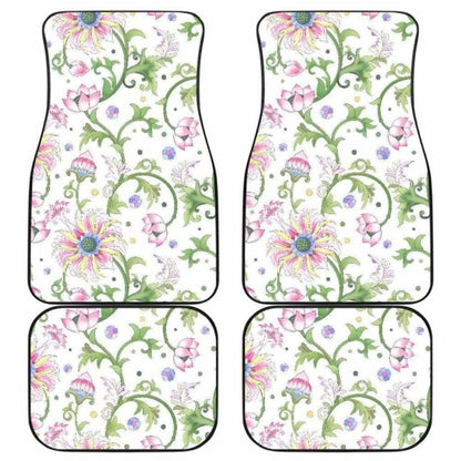 Beautiful Pink Lotus Waterlily Leaves Pattern Front And Back Car Mats