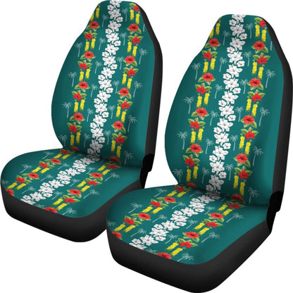 Hawaiian Print With White Hibiscus Flowers Pattern Car Seat Covers