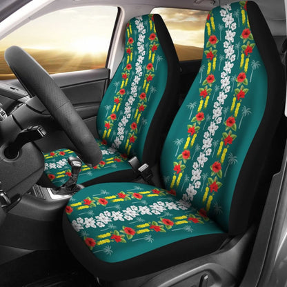 Hawaiian Print With White Hibiscus Flowers Pattern Car Seat Covers