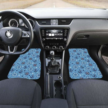 Anchors Rudder Compass Star Nautical Pattern Front And Back Car Mats