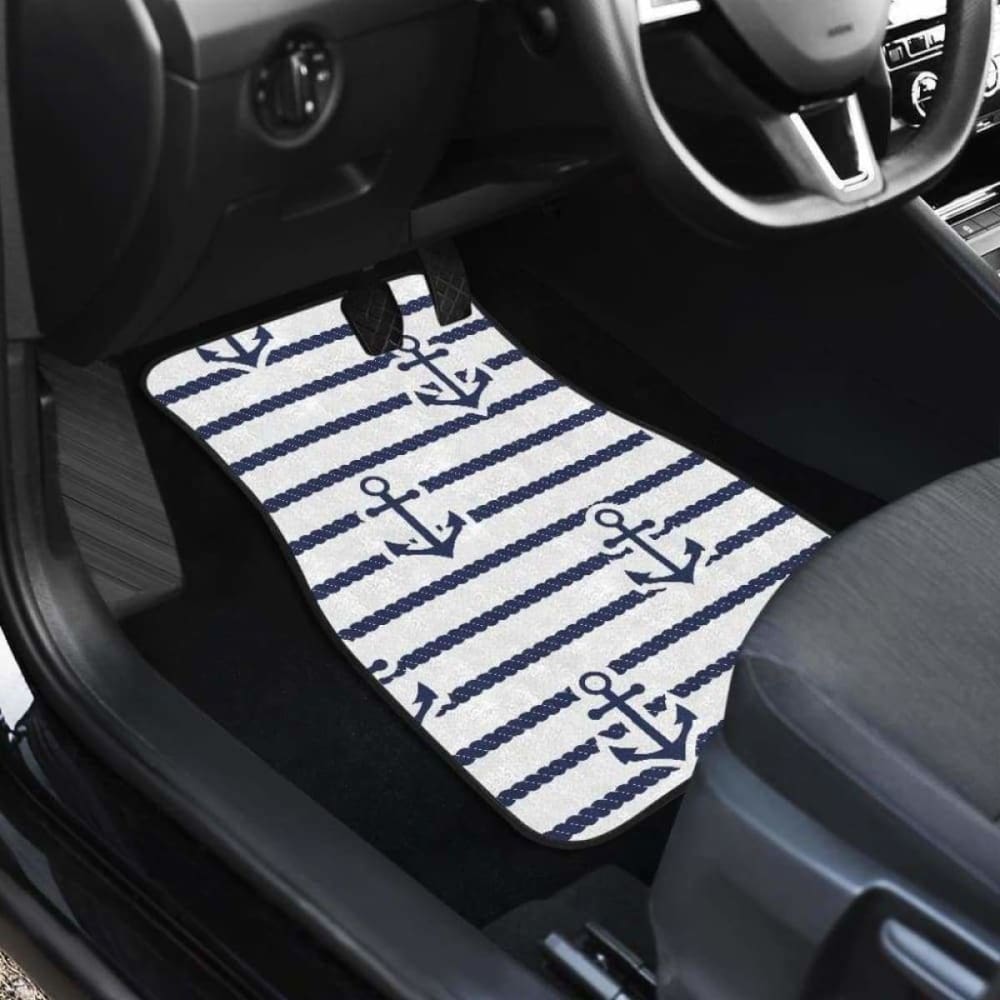 Anchor Rope Nautical  Pattern Front And Back Car Mats
