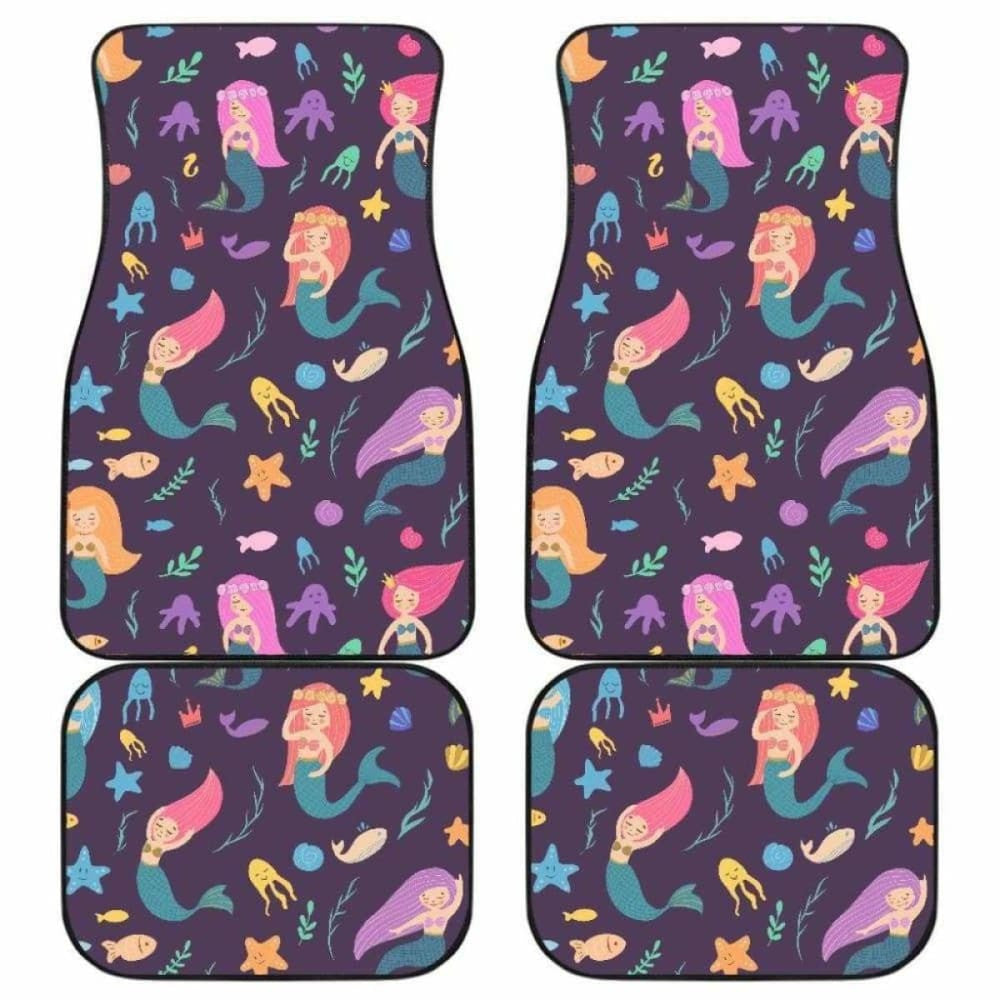 Beautiful Mermaid Fish Jellyfish Algae Other Marine World Front And Back Car Mats