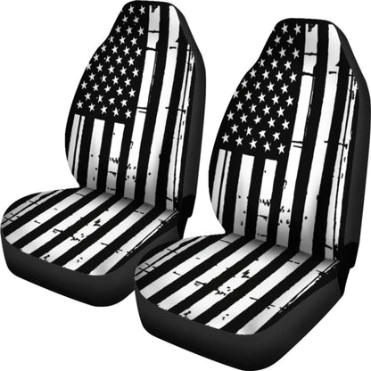 Black And White Stars Stripes Patriotic Car Seat Covers Set Of