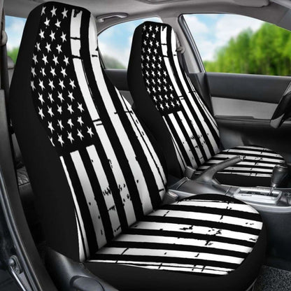 Black And White Stars Stripes Patriotic Car Seat Covers Set Of