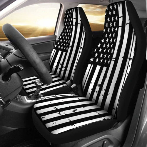 Black And White Stars Stripes Patriotic Car Seat Covers Set Of