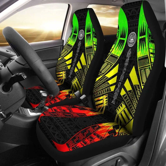 American Samoa Car Seat Covers - American Samoa Seal Polynesian Tattoo Reggae -