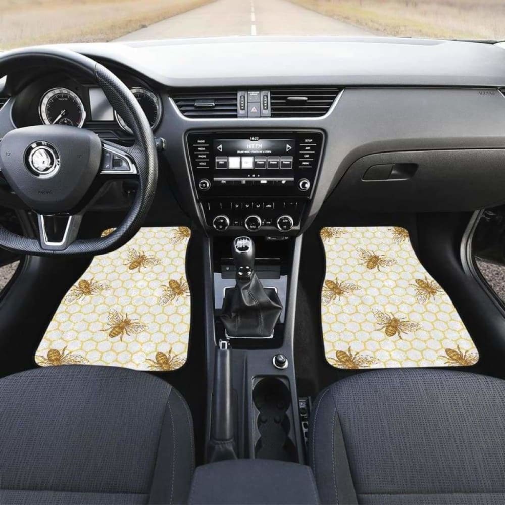 Bee Honeycomb Seamless Design Pattern Front And Back Car Mats