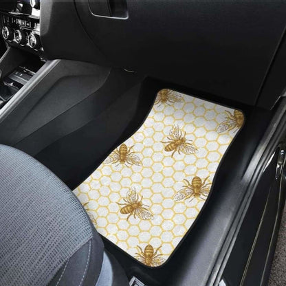 Bee Honeycomb Seamless Design Pattern Front And Back Car Mats