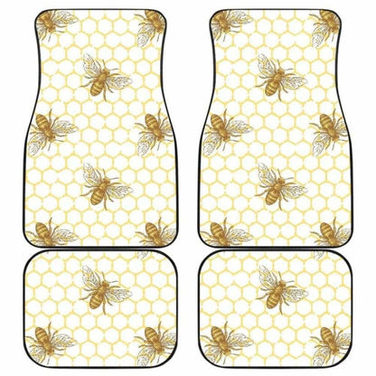 Bee Honeycomb Seamless Design Pattern Front And Back Car Mats