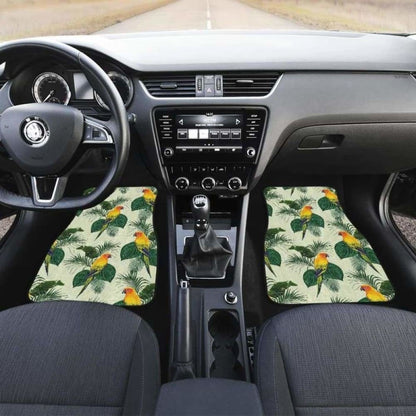 Beautiful Parrot Palm Leaves Pattern Front And Back Car Mats