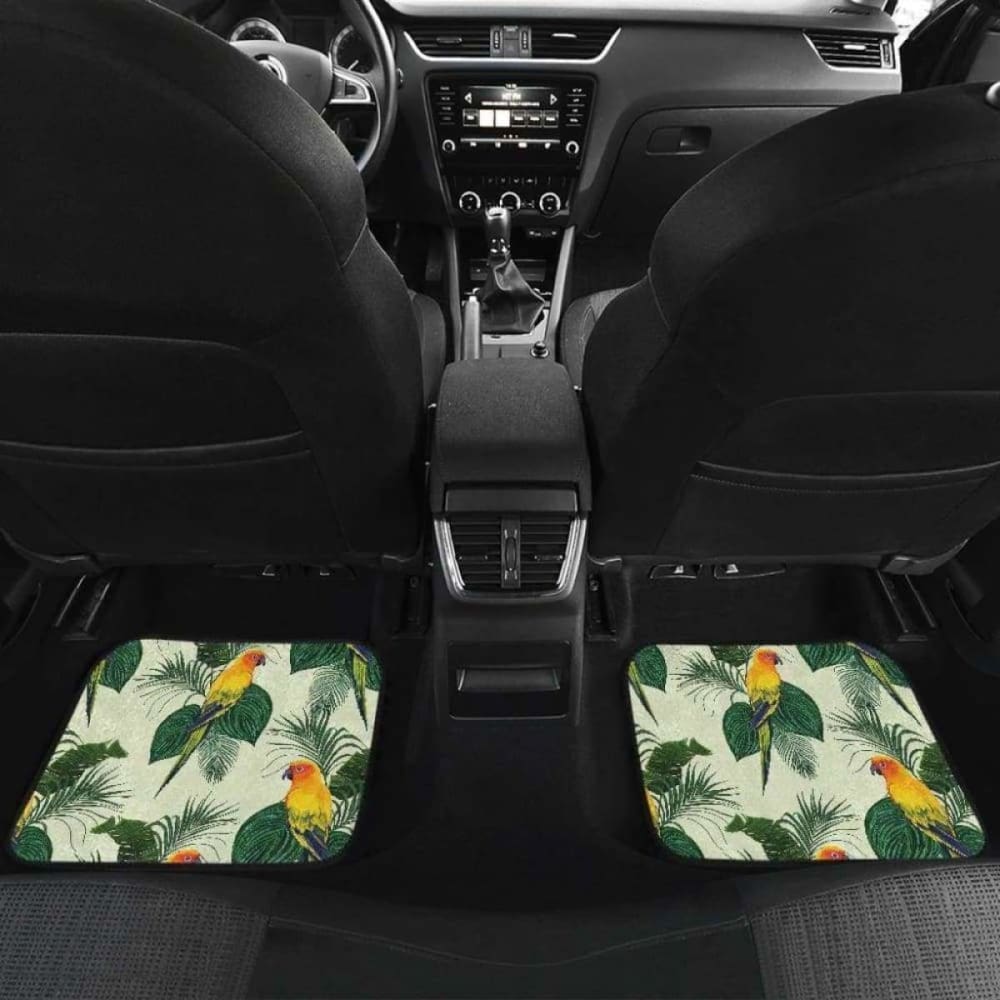 Beautiful Parrot Palm Leaves Pattern Front And Back Car Mats