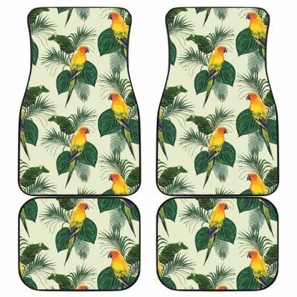 Beautiful Parrot Palm Leaves Pattern Front And Back Car Mats