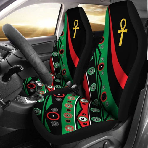 Pan African Car Seat Covers - Ankh Wirh Pan-Africanism Flag  -