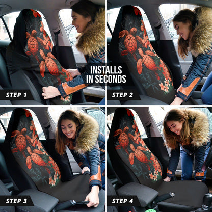 Amazing Kanaka Maoli Hawaiian Sea Turtle Tropical Hibiscus And Plumeria Flower Car Seat Covers