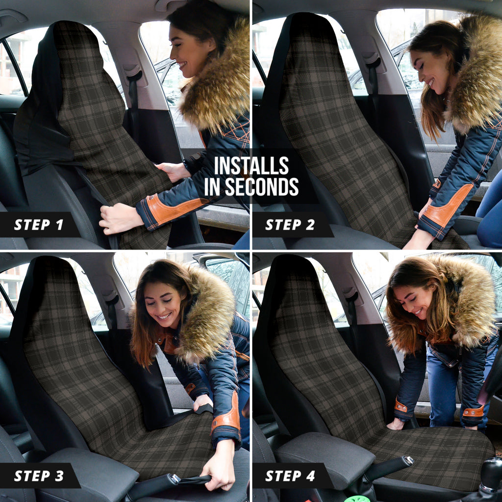 Black Plaid Pattern Car Seat Covers