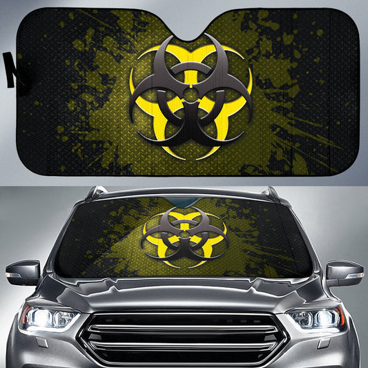 Biohazard Yellow Grunge Color Splash Car Auto Sun Shades