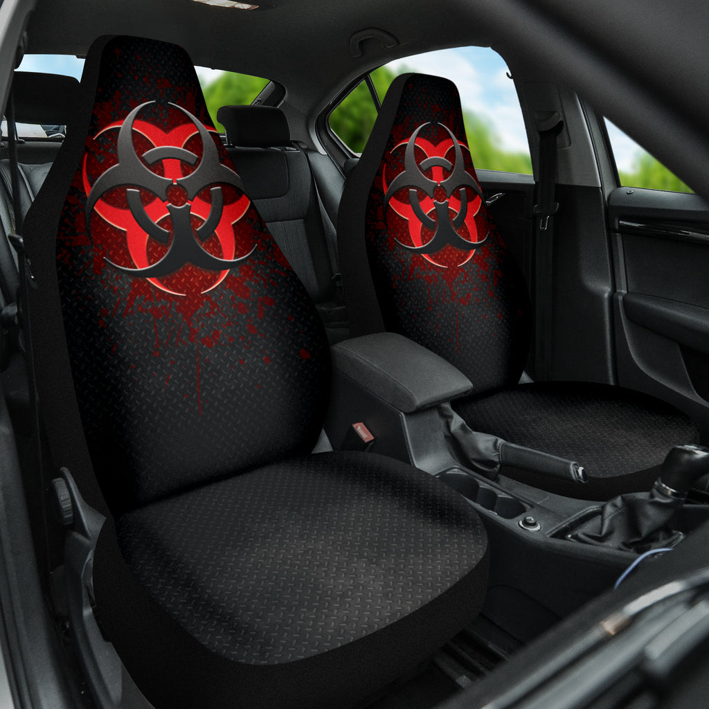 Biohazard Red Grunge Color Splash Car Seat Covers