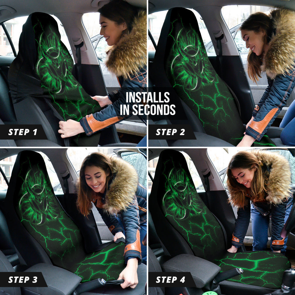 Biohazard Green Neon Crack Car Seat Covers