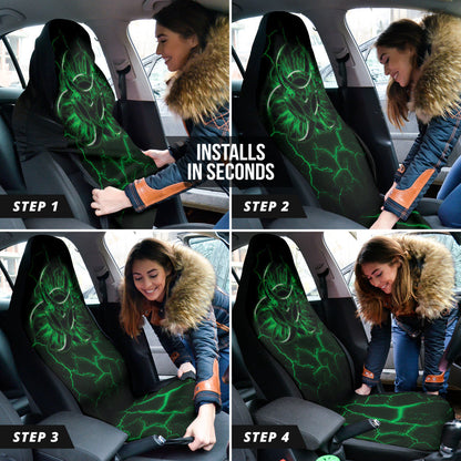 Biohazard Green Neon Crack Car Seat Covers