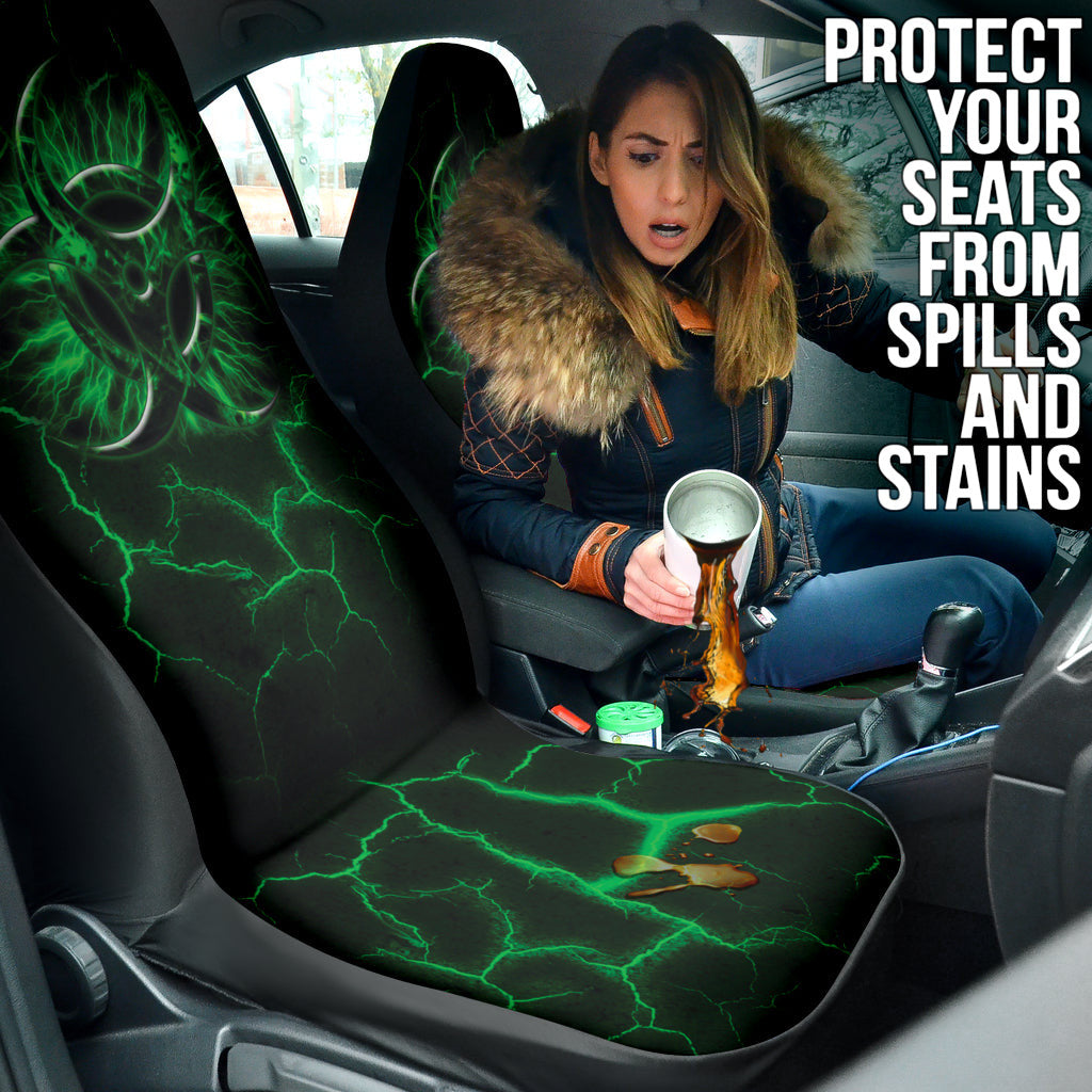 Biohazard Green Neon Crack Car Seat Covers