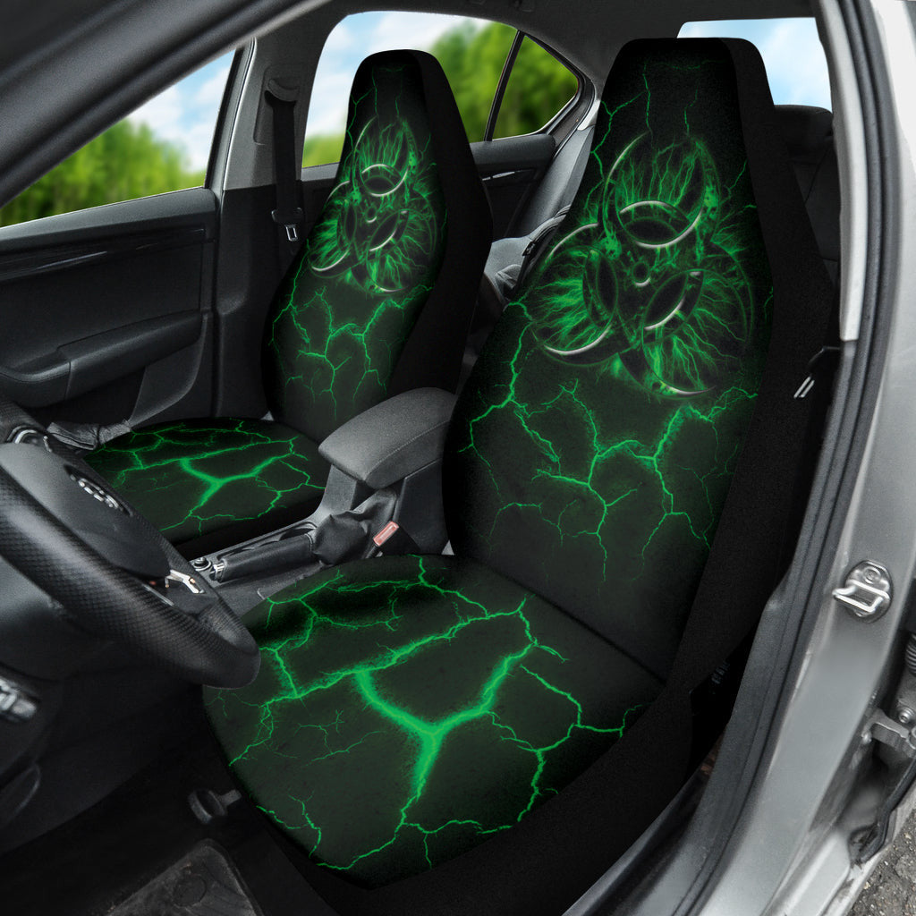 Biohazard Green Neon Crack Car Seat Covers