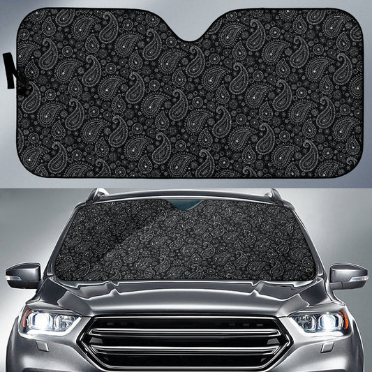 Black Paisley Pattern Car Auto Sun Shades